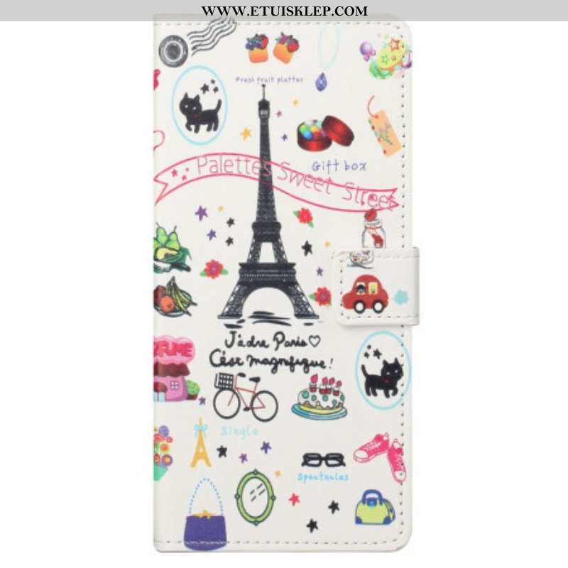 Skórzany Futerał do Samsung Galaxy S23 Plus 5G Kocham Paryż